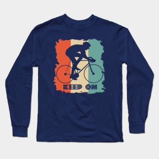 Vintage Retro Cyclist Keep On Distressed Long Sleeve T-Shirt